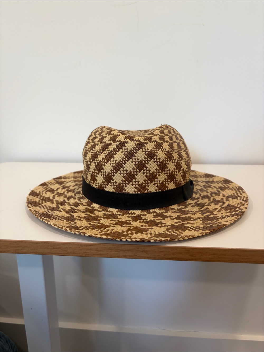 El Gapon Genuine Panama Handwoven Wide Brim Fedora Hat in Beige and Brown